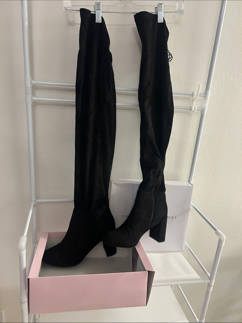 Chinese Laundry Black Over-the-Knee Block Heel Boots